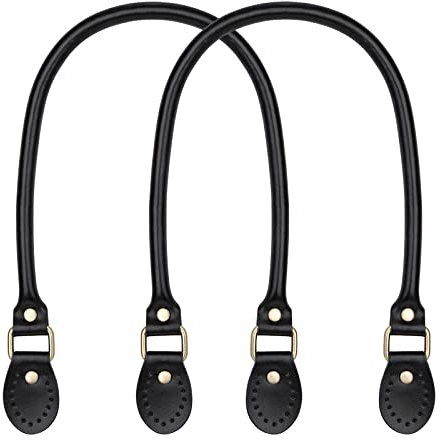 Lederhandtasche Griffe Taschengriff Leder Ersatz Taschenbügel Taschenhenkel Taschenzubehör Lederhänkel 62cm/24,4 Zoll für Taschenriemen Ersatz 2 Stück (Schwarz)