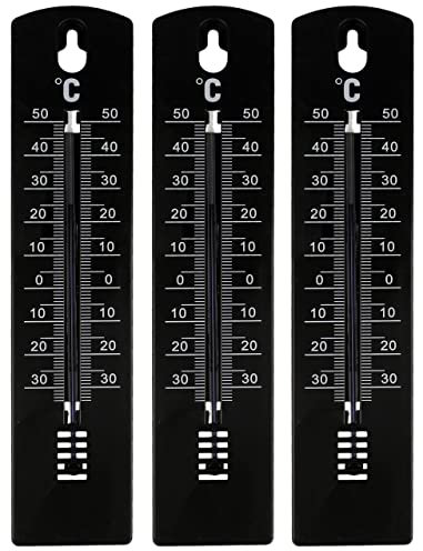 Lantelme 3 Stück Zimmerthermometer Set 20 cm – Präzises Thermometer auch für Außenbereich, Garten und Wohnung – Für Innenräume, Zimmer und Balkon – Vielseitig einsetzbar und wetterfest