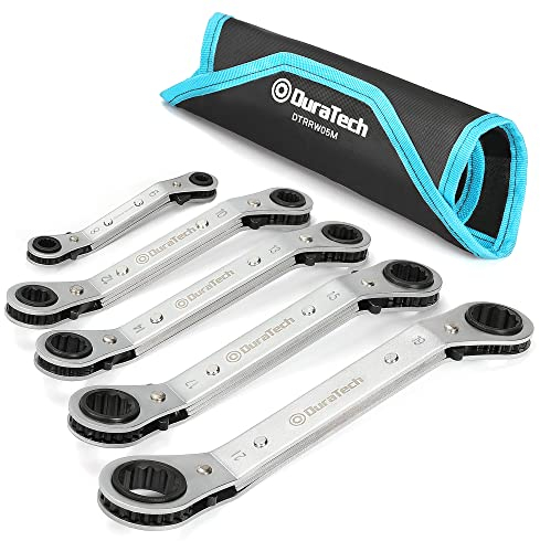 DURATECH Umschaltknarre mit Doppelring, 6 mm - 21 mm, mit Tragetasche, 5 Stück