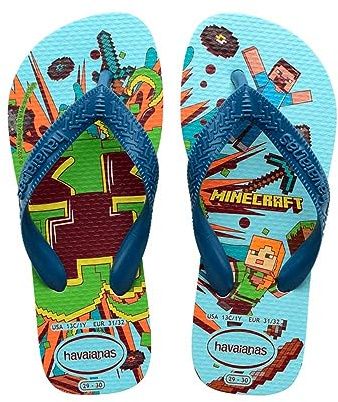 Havaianas Minecraft (Mini Me), tåavskiljare unisex barn, Vit blå bekväm, 27/28 EU