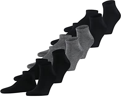 FALKE Herren Sneakersocken Happy Multipack M Sn Baumwolle kurz einfarbig 6 Paar, Mehrfarbig Black Grey 0010, 47-50