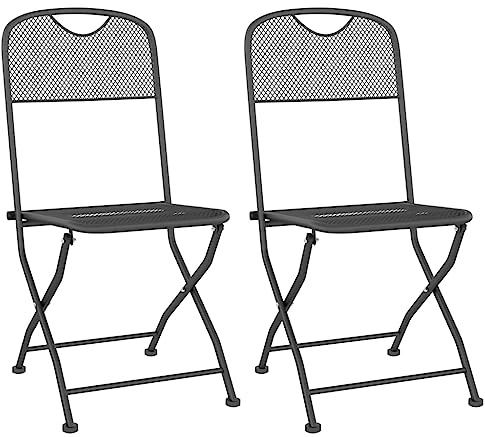vidaXL 2X Klappbar Gartenstuhl Campingstuhl Balkonstuhl Terrassenstuhl Stühle Sitzgruppe Gartenmöbel Sitzgarnitur Essstuhl Streckgitter Anthrazit