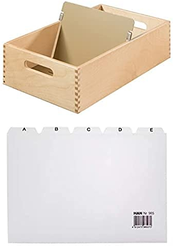 HAN Holz - quer Karteikarten inkl. + HAN Register A - Z, DIN A5 quer