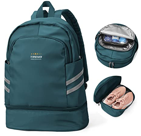 SZLX Sportrucksack für Frauen mit Schuhfach und Nasstasche Faltbarer Handgepäckrucksack Großer Reise-Laptop-Rucksack Wasserdichter Freizeitrucksack Sportrucksack Sporttasche für Schwimmen Yoga