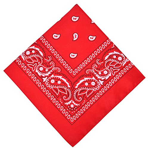 Aomig Bandana Head Scarf for Men and Women, Stylish Cowboy Headband Handkerchief, Multi-purpose Hair Scarf Paisley Print Unisex Headwraps, Bib Party Face Covering Headwear for Motorcycling (Red)…