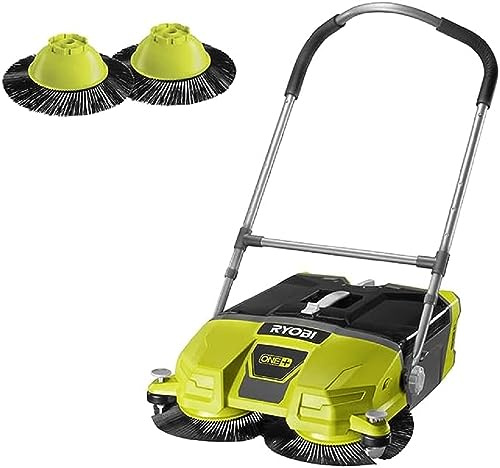 RYOBI - Balayeuse Motorisée 18V One+ - Largeur Nettoyage 53cm, Vitesse Rotation 140 TR/Min - Poignées Réglables, 4 Brosses, 1 Collecteur Transparent 17L (Batterie et Chargeur Non Inclus)