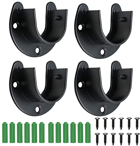 4 Pièces Penderie Acier Inoxydable Support,supports de tige de placard, 32mm Support de Tringle à Vêtements, avec vis et Tubes d'expansion pour Supports D'armoire, Tringles à Rideaux