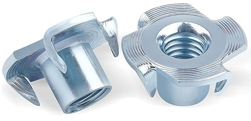 Jeboler Lot de 20 écrous à frapper M6 x 9 mm en acier au carbone avec 4 pointes à frapper pour bois et plastique (DIN 6930 / ISO 6930 g)