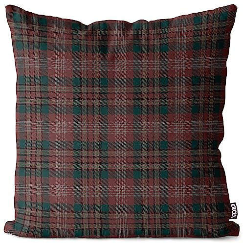 VOID Vintage Plaid Karo Muster Kissenbezug Kissenhülle Polyester wasserfest Outdoor Indoor, Kissen Größe:40 x 40 cm