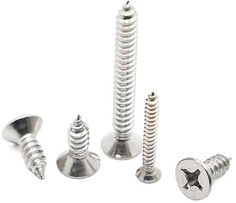 M1 M1,2 M1,4 M1,7 M2 M2,6 M3 M4 304 Edelstahl Schwarz Kohlenstoffstahl Phillips Flachsenkkopf Selbstschneidende Holzschraube, 304 Edelstahl, M1.2 50pcs, 35mm