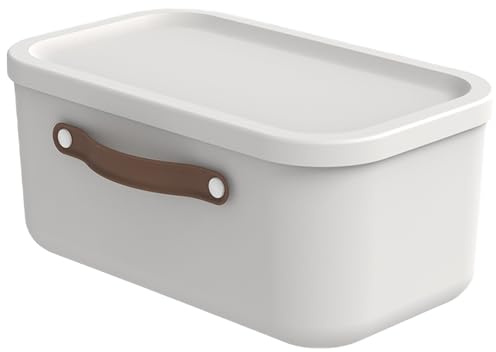 Rotho Caja de almacenaje con tapa y asa, 12 L, Blanco