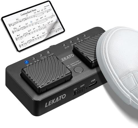 LEKATO Bluetooth Page Turner Pedal für Tablet Smartphone, Wiederaufladbares Page Turning Pedal, Drahtloser Seitenwender Silent Sheet Music Page Turner Pedal Bluetooth Fußschalter