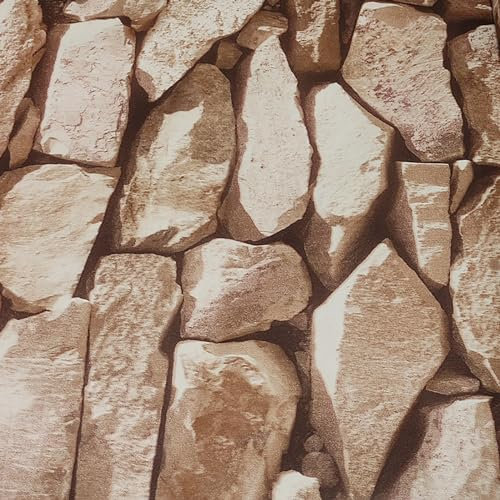 Natural Stone Brick Wallpaper 3D Effect Blocks Vintage Brick Faux Textured Fireplace Wall Sticker Brick Wrapping Paper for Living Room