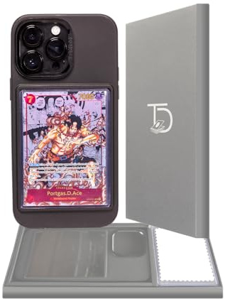 TopDeck Étui pour iPhone 15 avec Affichage de Cartes/Photos, chargeurs supérieurs, Pochettes d’Affichage TCG/Image, Compatible avec Cartes Pokémon, Sports, One Piece, Noir