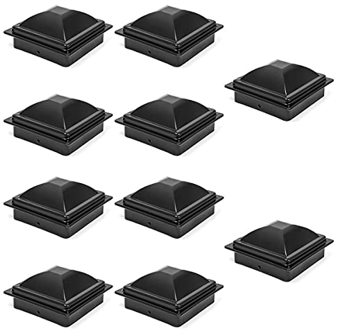 POCHY Pfostenkappen Verzinktem Stahl, Schwarz Abdeckkappen für Zaunpfosten und Holzpfosten, Pfosten Abdeckung, 10x 100x100mm