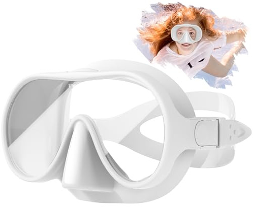 Tyuodna Schnorchelset Erwachsene,Taucherbrille mit Schnorchel,übergroßen Linse 180° Weitwinkel Anti-Fog Snorkeling Set,Macaron-Farben Taucherbrillen für Schnorcheln,Tauchen (Weiß)