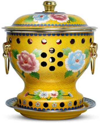 OYWEHECE Einzelne Person, Kleiner Kupfertopf, Alter Pekinger Kleiner Dicker Kuh-Hot Pot, Chinesischer Traditioneller Cloisonné-Hot Pot, Kommerzieller Alkoholanteil, Roter Kupfer-Hot Pot,O