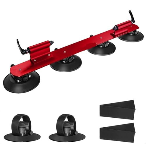 Bike Fork Mount Vacuum Suction Roof-Top Bike Carrier Rack for Car Mountain Bike Bicycle Rack Sucker Car Roof Road Mountain Bike Universal Holder(Red for 2 bikes)