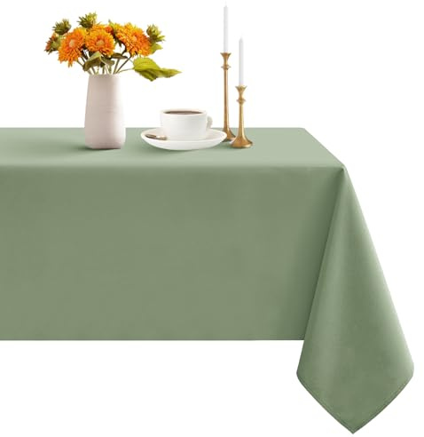 Romanstile Green Table Cloth Large wipe clean Tablecloth rectangular,55x110inch,washable Tablecloths water resistant,Table Cover for Caffe Table Party Birthday Picnic BBQ dining table Kitchen