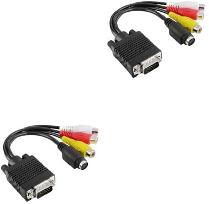 jojofuny 2pezzi Convertitore Vga S-video e Video Jack Per Pc e Laptop Adattatore Per Televisione Facile Installare Compatibile Uscita Tv