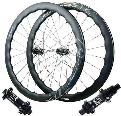 ZECHAO Thru Axle Cykel Fram- Och Bakhjul, 24H Ekrar 700C Kolfiberhjulset Mid Lock Skivbroms 15 * 100 Mm / 12 * 142 Mm 1480 G road Wheel(Black-XD)