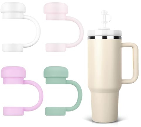 GADITIEK 4 PCS Silicone Straw Cap for Stanley Cup, Reusable Straw Toppers for 30&40 oz Accessories