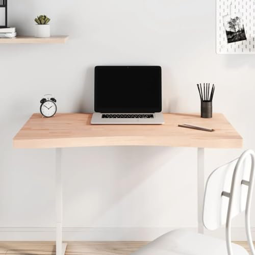 CKioict Mesa de Escritorio Multifuncional Mesa Ordenador Mesa Gaming Tablero de Escritorio Madera Maciza de Haya 100x(55-60) x4 cmAdecuado para Dormitorio, salón, Estudio