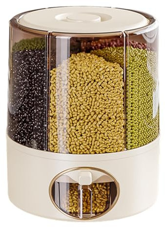 Cubo de Arroz para Cocina con Dispensador Giratorio de Grano - Contenedor de Almacenamiento de Alimentos con Tapa de Fácil Acceso