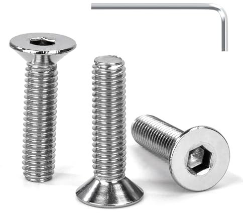 Tunejoy 30 Stück Senkkopfschrauben M6 x 25 mm Senkschrauben Edelstahl A2 V2A Senkkopf Innensechskant DIN 7991 Vollgewinde mit Inbusschlüssel