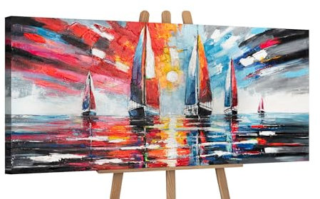 YS-Art Dipinti acrilici su tela dipinti a mano Immagini moderne da parete per soggiorno decorazione moderna per la casa per ufficio vera opera d'arte da parete 115x50 cm