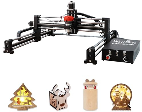 WolfPawn UltraSimple Machine de défonceuse CNC améliorée pour le travail du bois tout en métal Palme Routeur broche 3 axes Grbl Conrol Gravure Fraiseuse avec contrôleur pour bois et aluminium (sans