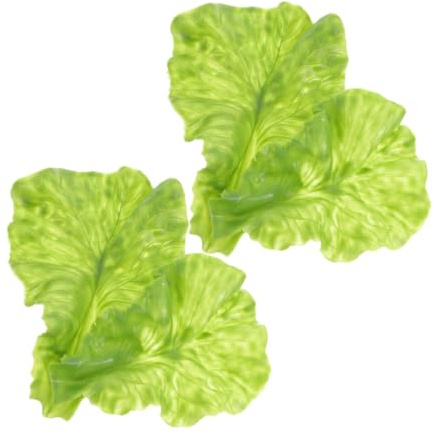 IMIKEYA Foglie di Lattuga Simulate 4 Pezzi in Pvc, Realistiche | Colore Verde Chiaro, Uso Decorativo per Sale da Pranzo e Arredo Farmhouse, Leggere e Versatili