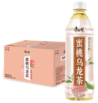 Master Kong Drink - Peach Oolong Tea 500ml (Pack of 15) – Refreshing Bottled Tea Beverage with Fruity Aroma – Ready-to-Drink Cold Brew Style