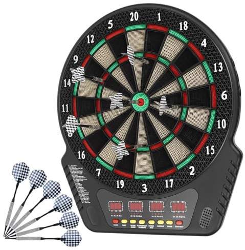 Dartscheibe Dartboard Profi Elektronische Dart-Set mit automatischer Wertung Soundeffekte 6 Pfeile DB277