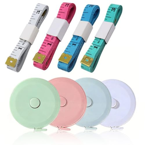8 Pcs Measuring Tape Body, Double Sided Tape Measure, Sewing/Tailor's Tape for Measuring Body/Fabric Measure Tailoring, Clothing Length, Chest (Multicolor)