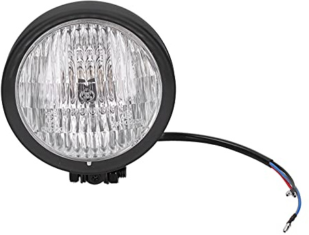 12V 5in Motorcycle Headlight High Low Beam Front Lamp with Transparent Glass Lens and Metal Housing Retro Style Round Headlamp for Vintage Motorbikes Shockproof Durable Energy