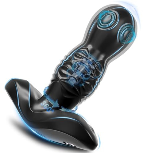 Fast Thrusting Anal Vibrator with Remote Control – 2-in-1 G-Spot and Prostate Massager, 7 Thrusting & 8 Vibration Modes, USB Rechargeable, Soft-Silicone, Waterproof, Perfect Size, Discreet Packaging