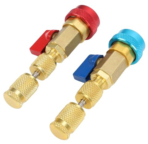 CHICIRIS Kit D'extraction D'Obus de Valve R134a, Raccord Rapide Haute/Basse Pression avec 5 Obus de Valve R134a et 5 Obus de 5V1, pour L'entretien des Systèmes de Climatisation