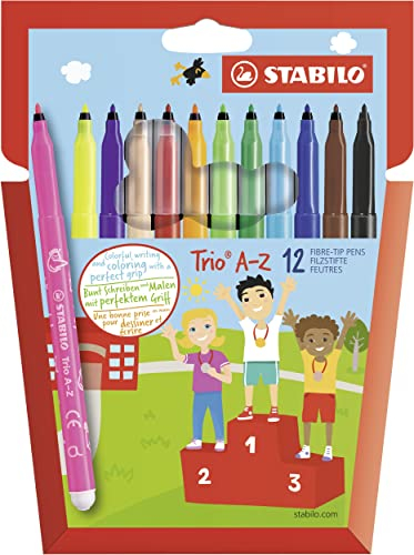 STABILO - Filzstift - Trio A-Z - 12er Pack - mit 12 verschiedenen Farben