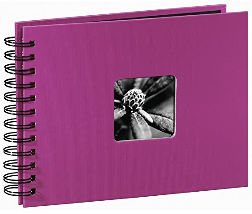 Hama Fotoalbum 24x17 cm (Spiral-Album mit 50 schwarzen Seiten, Fotobuch mit Pergamin-Trennblättern, Album zum Einkleben und Selbstgestalten) pink