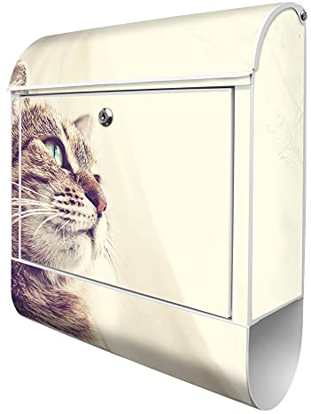 banjado Design Briefkasten mit Holgerson 38,5x46,5x13cm & 2 Schlüssel - Briefkasten Stahl weiß mit Zeitungsfach pulverbeschichtet - Postkasten A4 Einwurf inkl. Montagematerial