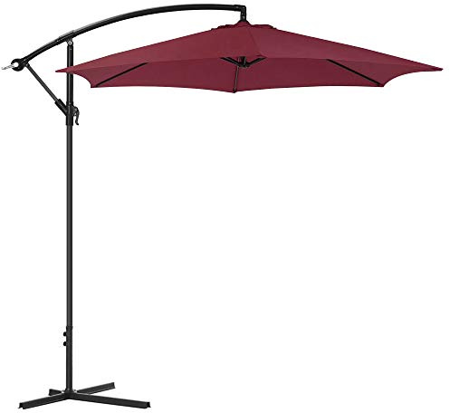 EGLEMTEK Ombrellone da Giardino 3 x 3 mt Decentrato in Acciaio da Esterno Arredo Piscina, Gazebo, Terrazze, Bar, Hotel, Balconi (Colore Rosso)