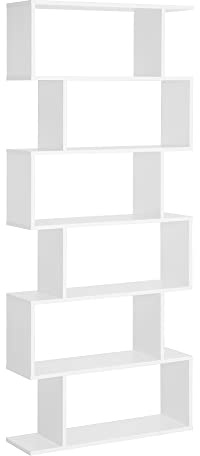 HOMCOM Scaffale Alto con 6 Ripiani, Libreria Scaffalatura in Legno Design Moderno, Bianco 80 × 23 × 192cm