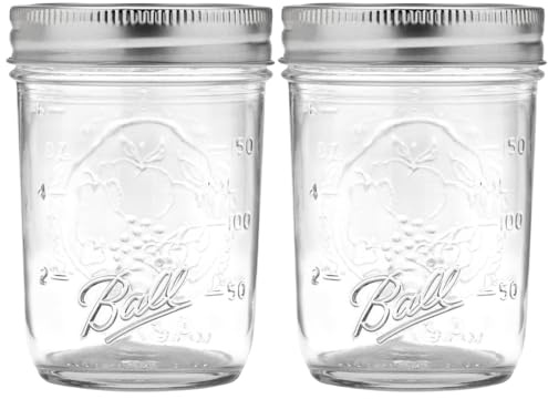 Ball Regular Mouth Mason Jars with Lids & Bands, Half Pint, 8-oz (2-Pack)