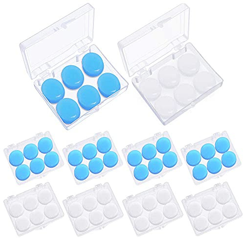 Bouchons d'Oreille Pour Dormir - 24 Paires Bouchons d'Oreille Silicone Étanches et Antibruit, Malleables, Avec Étui de Natation et Sommeil, Avions et Voyage