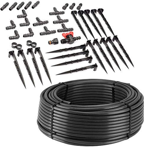 Tropfrohr 16 mm 50m (40tlg) mit Druckkompensation + Zubehör Tropfschlauch Tropfbewässerung Bewässerungsschlauch PE-Tropfrohr Garten (50m)