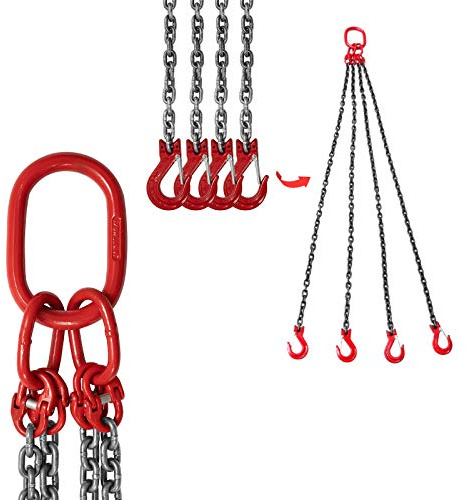 WUPYI2018 4 Strang Gehänge,T8 Level Verschleißfest Krankette Anschlagkette,Kette Ø8mm,Tragfähigkeit 5T,Länge 1,5m Kettengehänge