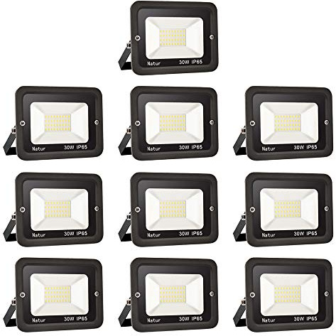 10 pack 30W Projecteur LED Extérieur bapro IP65 Imperméable spot led exterieur Blanc froid(6000k) économiseur d'énergie 100% Sécurité Floodlight pour Cour Terrasse Square Usine