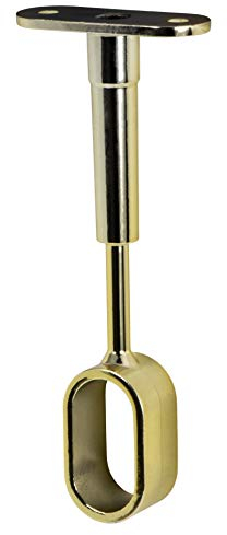 Gedotec Wardrobe Rail Centre Support for Ceiling Mounting Wardrobe Rail Oval Clothes Rail Attachment 30 x 15 mm Polished Brass 1 Piece Rail Holder Height-Adjustable