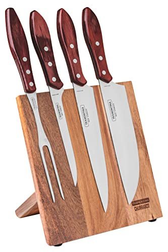 Tramontina - Juego para Asado/Churrasco c/Soporte Magnético de Cuchillos - 5 pzas - Polywood